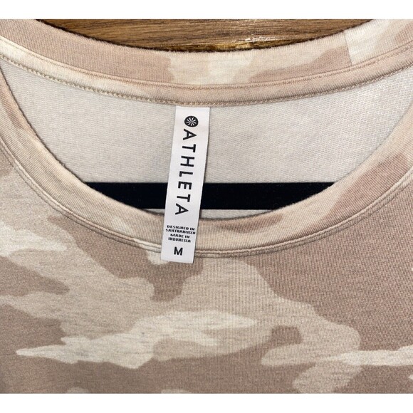 Athleta Balance Pullover Sweatshirt Size Medium Tan Camouflage SOFT Tencel Modal - Picture 3 of 8